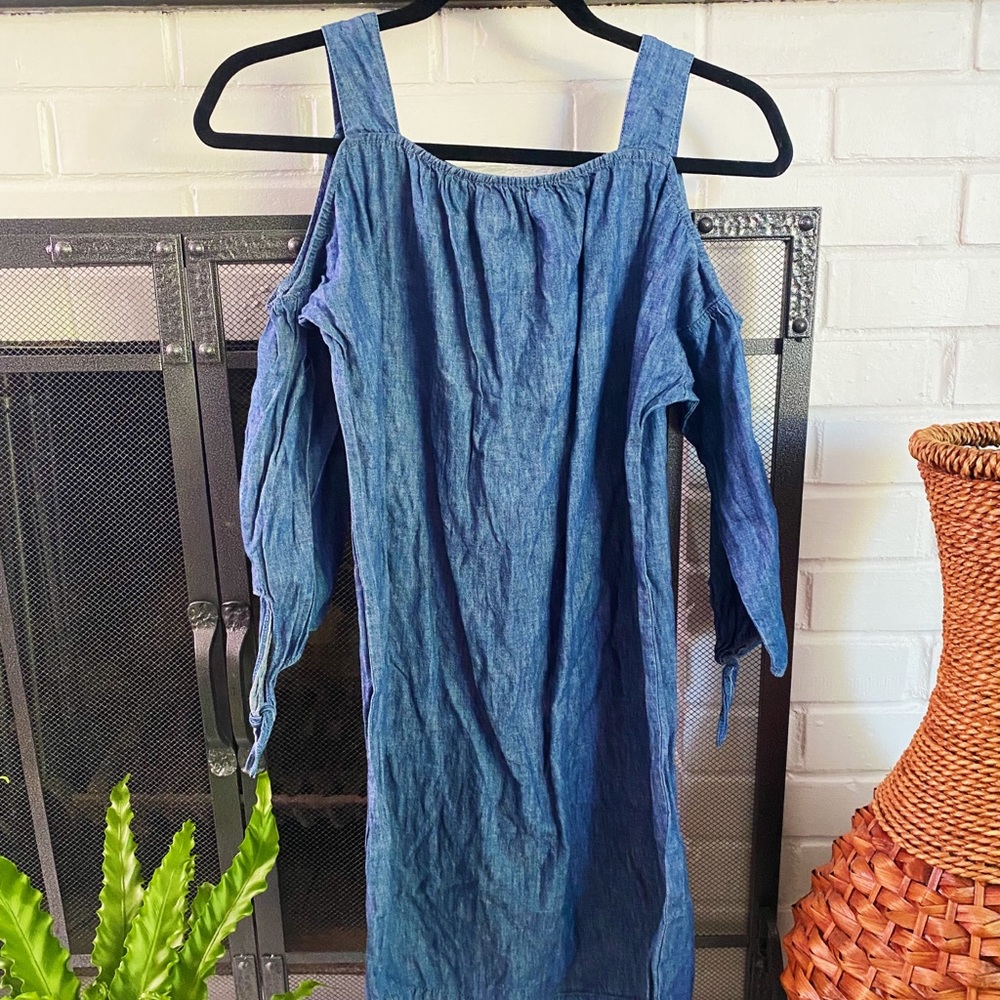 Madewell Chambray Cold-Shoulder Dress